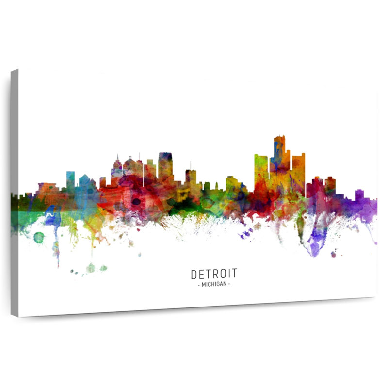 Ravi Detroit Michigan Skyline I, 16" H x 24" W