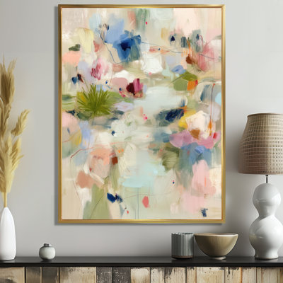Abstract Minimalism In Pink And Green Tones - Minimalism Wall Art, Green Minimalist Canvas Print