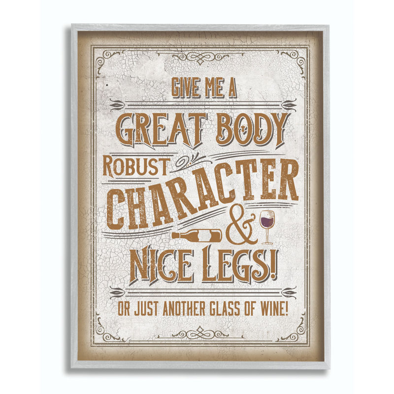 «Great Body Wine Sign», impression d'art graphique, H 14 po x l 11 po, Estampe numérique Farmhouse