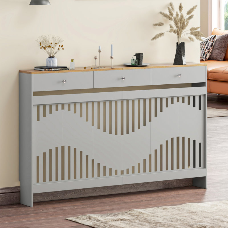 Radiator Cover, 96cm H x 152cm W x 19cm D, Grey Brown