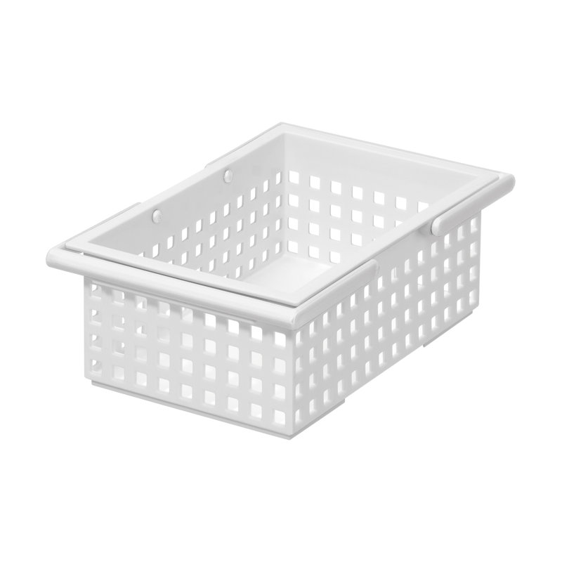 Like-it Plastic Storage Basket White Small Stacking Tote Basket for Craft and Bathroom Set of 2, White