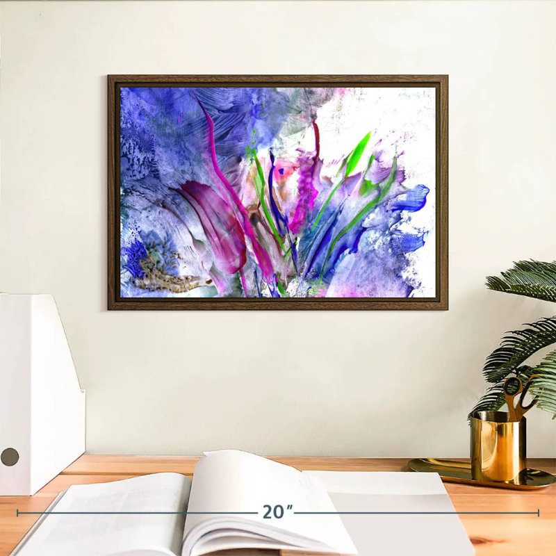Fleur Syd, 13 po x 9 po, Cadre flottant en noyer