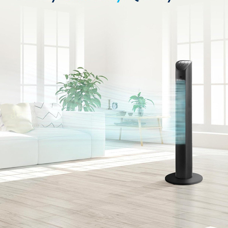 36" Black Oscillating Tower Fan with Remote Control