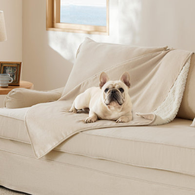 Bedsure Soft Indoor Dog Blanket for Large Dogs & Cats, Reversible Sherpa Fleece Waterproof Washable Throw, Couch Protection
