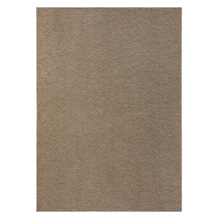 TOWN & COUNTRY BASICS Pax Herringbone Textured Solid Machine Washable Area Rug Brown