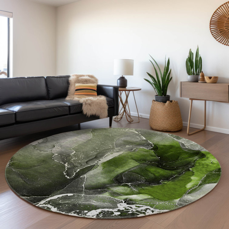 Premium Machine Washable Cerrito AMF503 Green Rug
