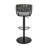 Keymaya Swivel Adjustable Height Bar Stool in Black Metal with Gray Fabric and Faux Leather