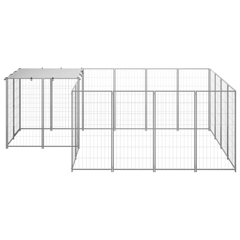 Peralta 43.31cm H Metal Yard Kennel With Door, Silver