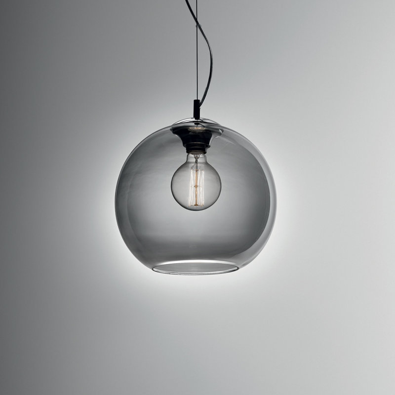 1 - Light Glass Single Pendant, 252cm H x 40cm W x 40cm D, Smoked