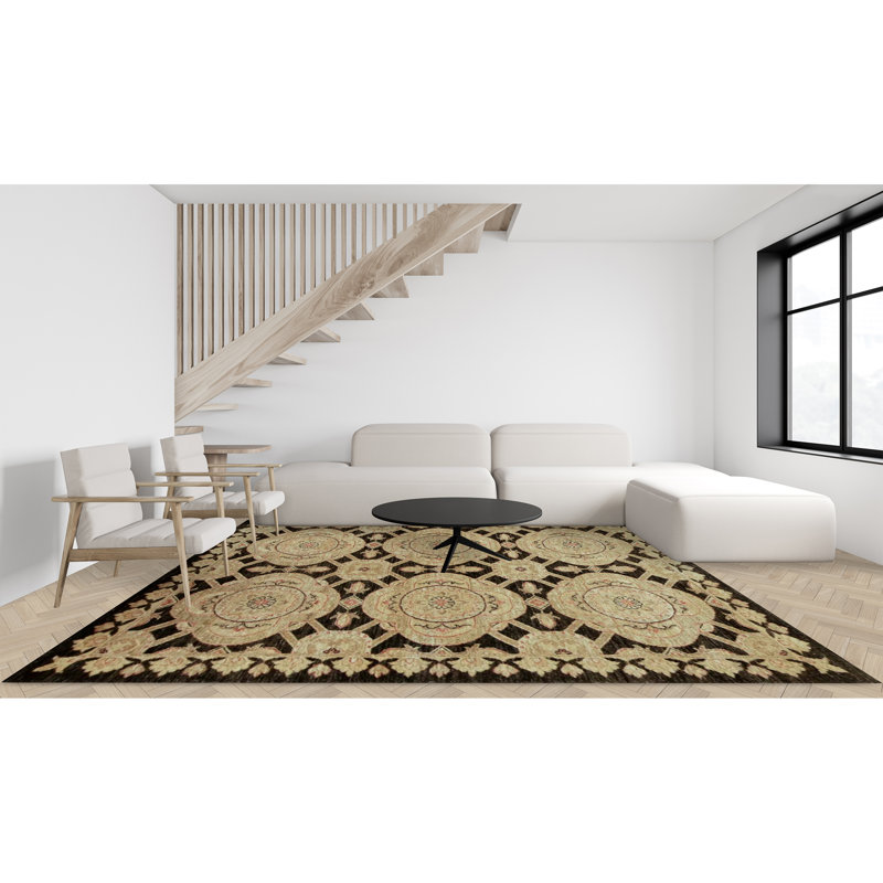 Tapis vert noué à la main de haute qualité, Rectangle 3'9" X 5'9"