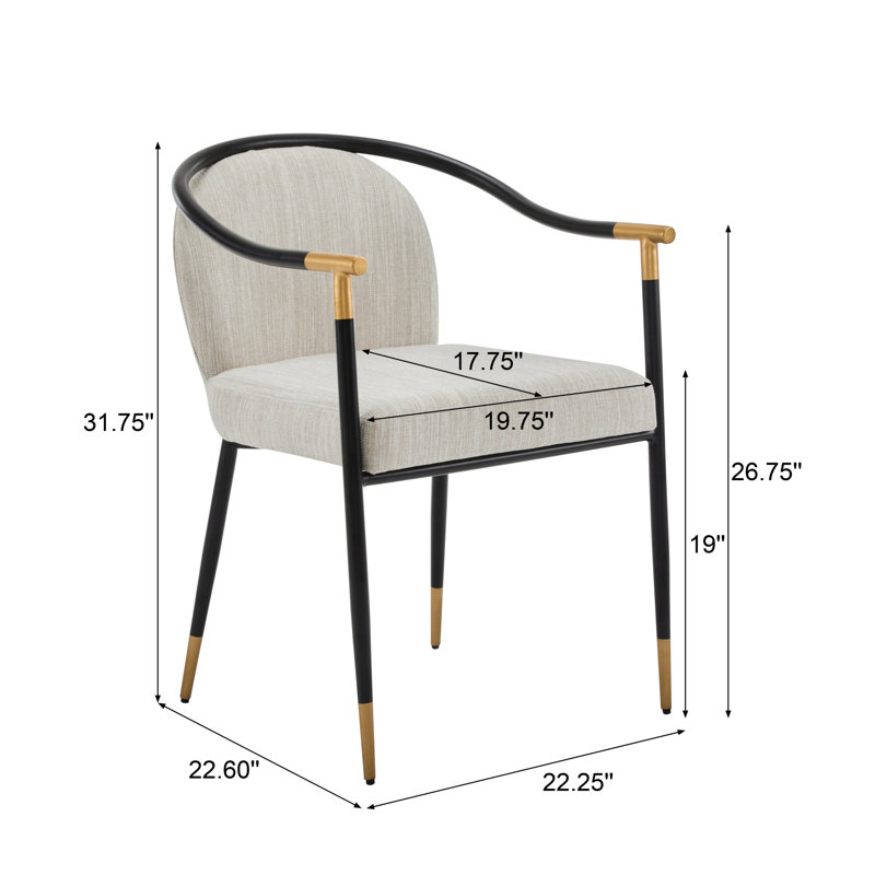 Chaises de salle à manger luxueuses et modernes en tissu et métal, idéales pour les repas à la maison élégants