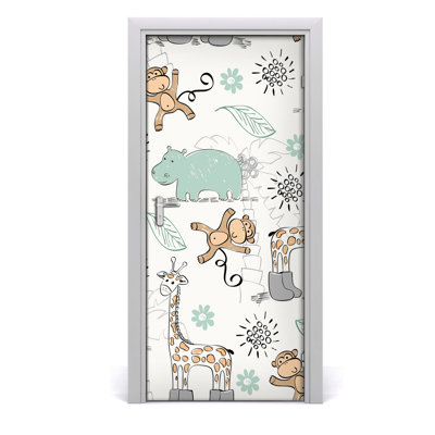 African Animals Door Decal