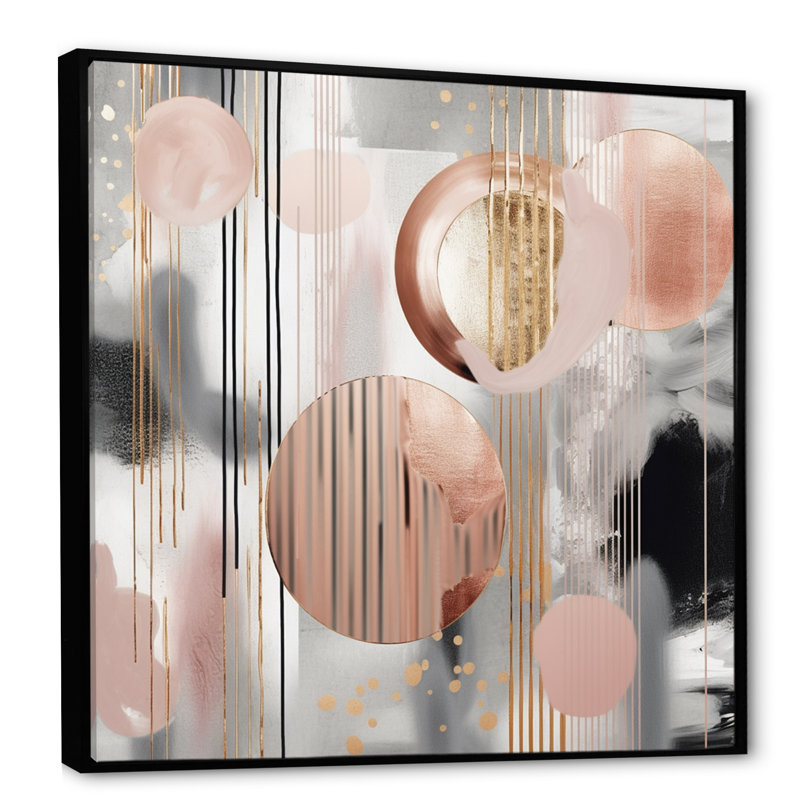 Rayures et lignes roses, art moderne II - formes modernes, art mural transitionnel, salon, L 30 po x H 30 po