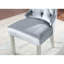 Mobilier de salle à manger argenté et gris foncé avec table rectangulaire extensible, fauteuils à oreilles et miroir, garniture cloutée grise-241550954