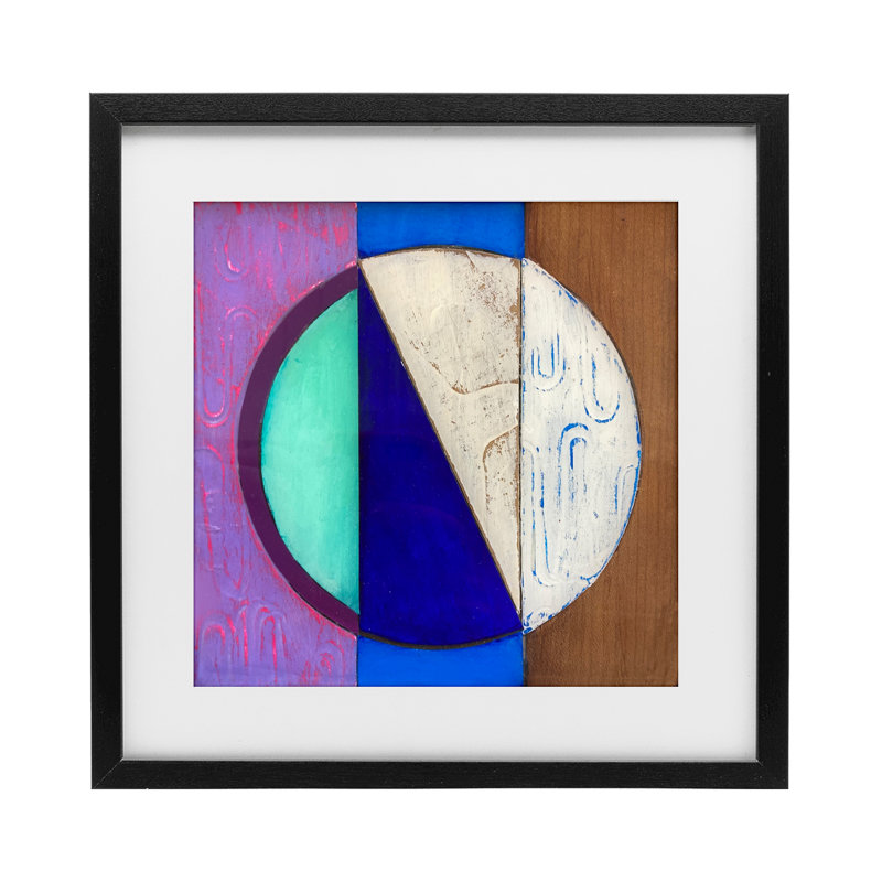 «Structured Blue Circle», reproduction d'art sous verre encadrée par Matthew Finger, H 13 po x l 13 po, Cadre noir minuit