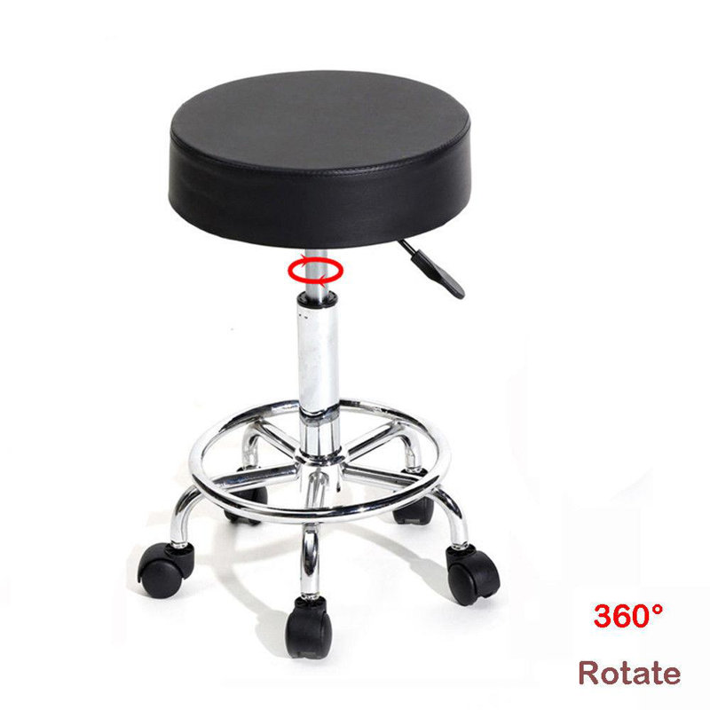 Adjustable Height Ergonomic Lab Stool with Wheels, Black