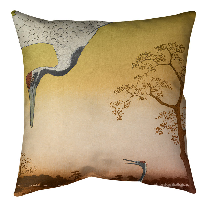 Coussin pour grues japonaises, 18 po x 18 po, Dégradé orange, Polyester filé