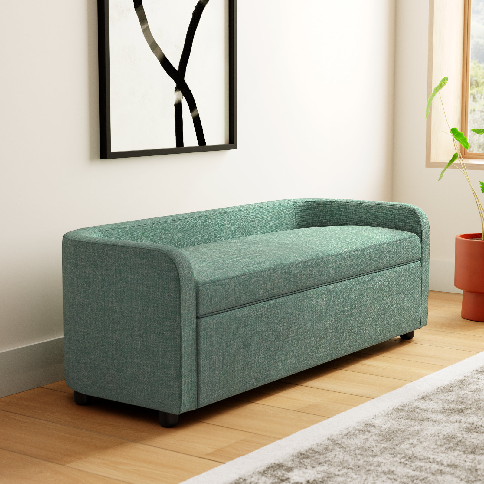 Janina 61" Bedroom Bench, Meridian Sea Green