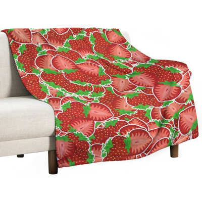 Cadeaux de couverture Strawberry, jeté de fruits mignons 30 po x 40 po, douillettes douillettes en flanelle pour canapé-lit