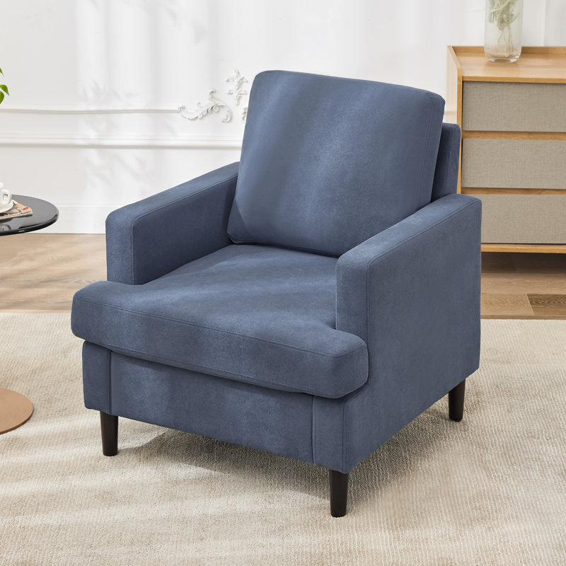 Mid-Century Linen Accent Chair – Stylish, Blue Gray