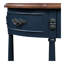 Console rétro en bois courbé, canapé demi-lune circulaire de 52 pouces avec tablette ouverte et 2 tiroirs, table d'entrée en bois massif pour le salon, couloir, bleu marine et plateau brun-1640097015