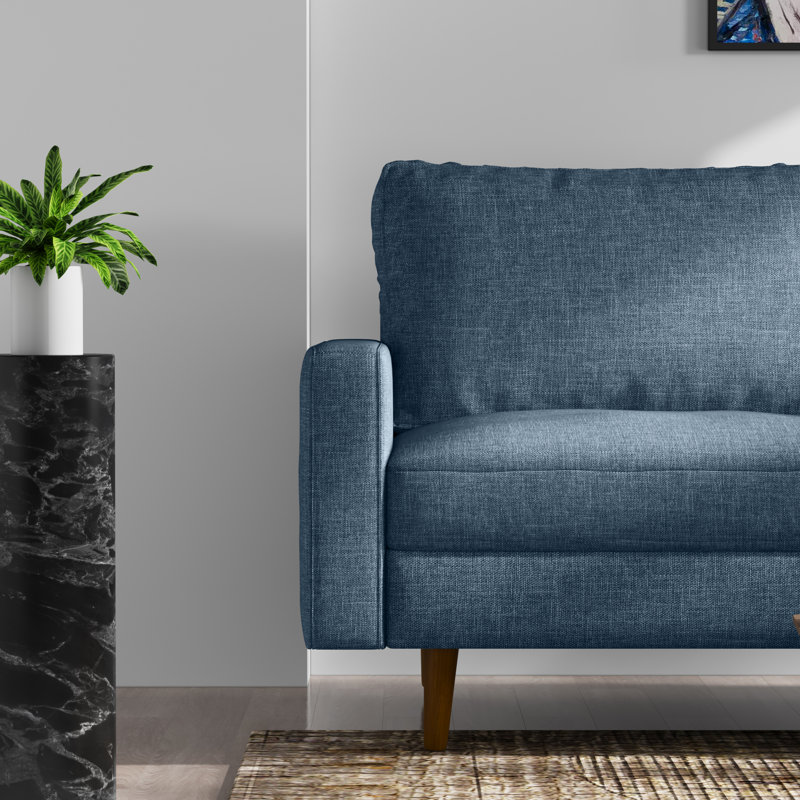 Causeuse Markham, Mélange de lin bleu sarcelle, H 33 po x l 58 po x P 32 po