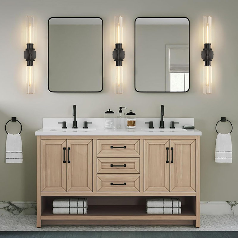 4-Light Dimmable Crystal Wall Mounted Sconce(Bulbs Included), Matte Black