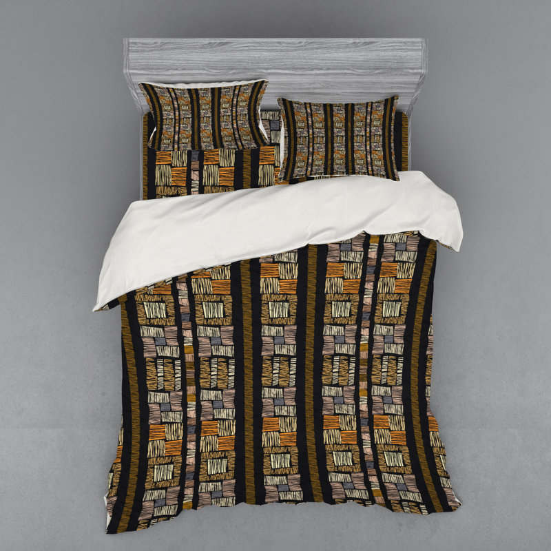 Rustic Polyester Striped Duvet Cover, Queen Duvet Cover + 3 Additional Pieces