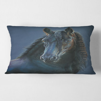 Housse de coussin rectangulaire en forme de cheval frison