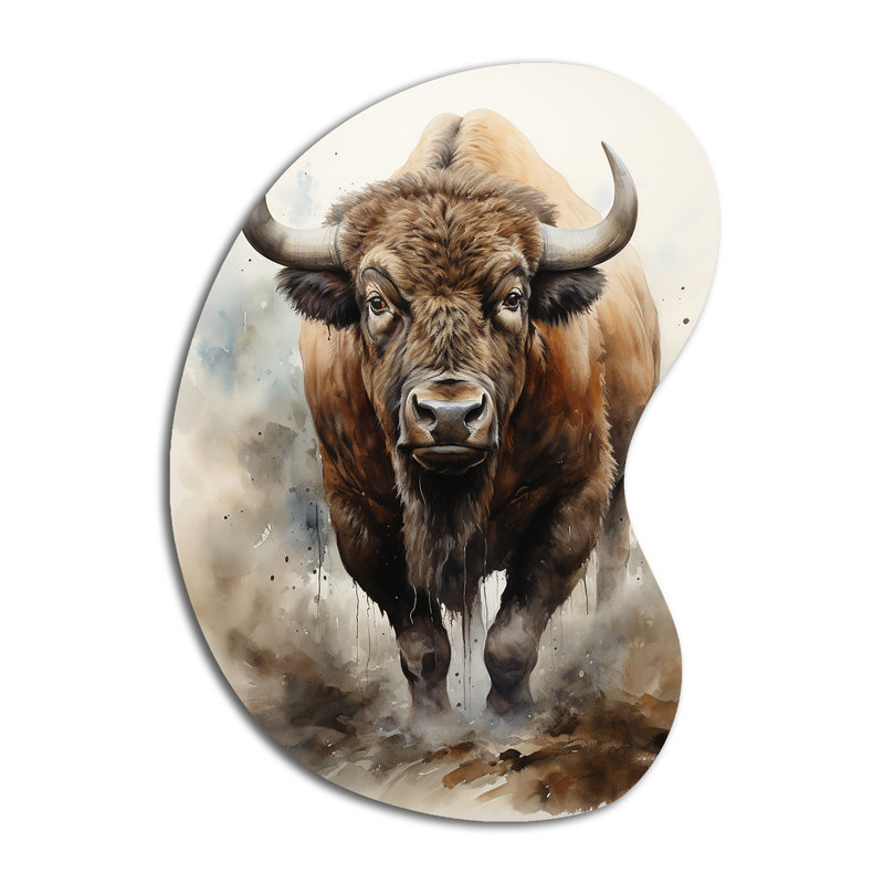 Buffalo Majestic Bison - Art mural en métal bison asymétrique, sculpture murale en métal de forme irrégulière