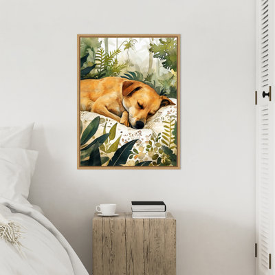 «Dogs Life Pillow Time» par Ilora, reproduction d'art sur toile encadrée