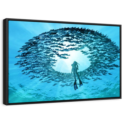 Diving With Fishes Canvas Print