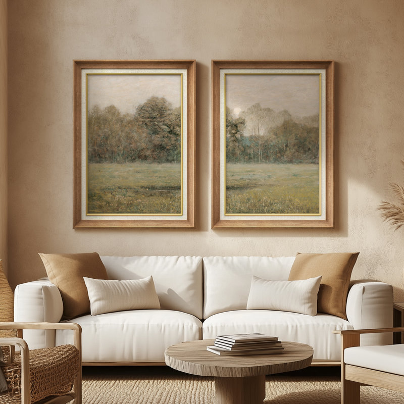 Ensemble de 2 œuvres d'art encadrées de qualité supérieure sur toile de qualité supérieure avec cadre de 26 po x 36 po