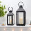 2 Piece Glass & Metal Tabletop Lantern Set-874670214