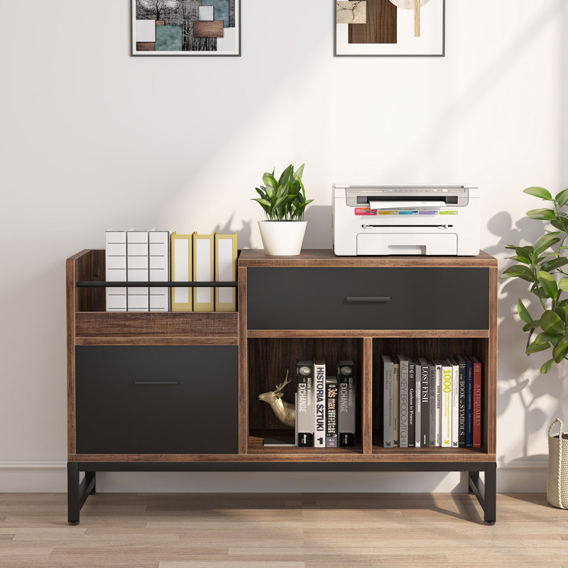 39.37'' File Cabinet with 2 Drawers, Rustic Brown