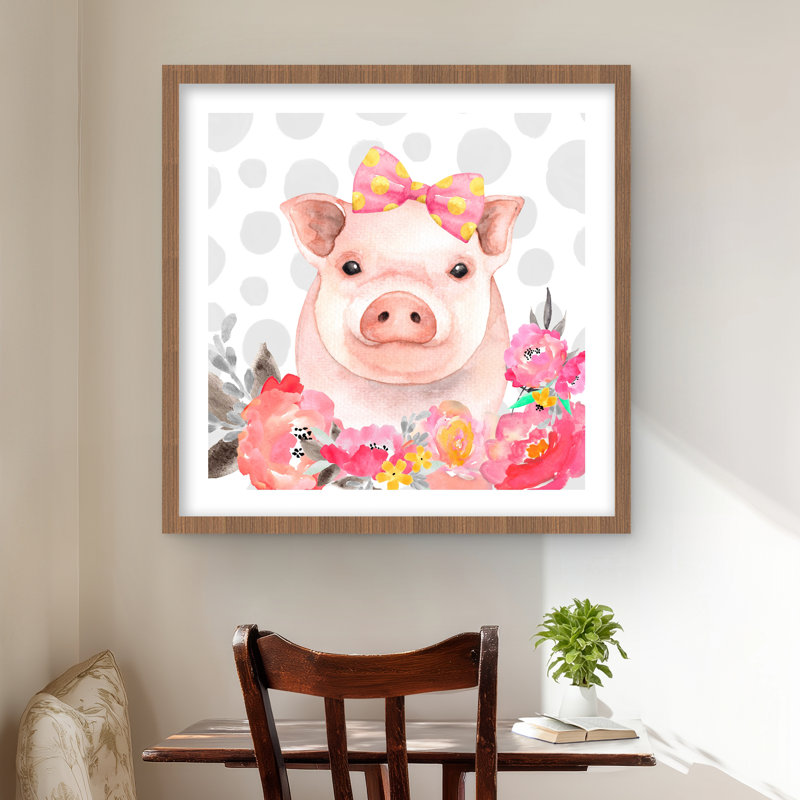 Pretty Pig - Framed Matted Print | Farm Animal Home Decor
