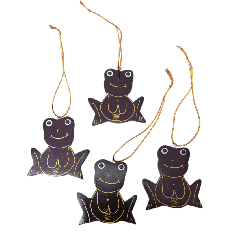 2.4'' Handmade Wood Animals Hanging Figurine Ornament