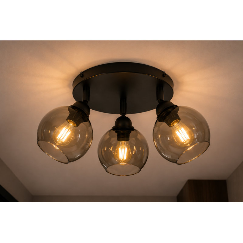 Solen Glass Ceiling Spotlight, Black