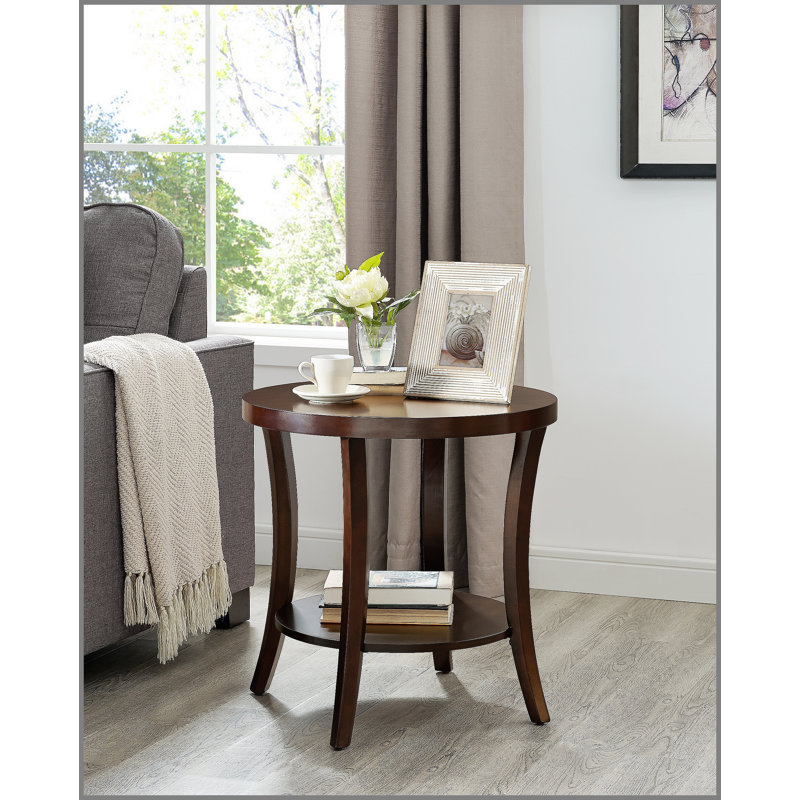 Perth Contemporary Oval Shelf End Table, Espresso