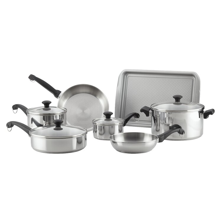  Farberware 70217 Classic Traditional Stainless Steel Cookware  Set / Pots and Pans Set - 12 Piece, Silver: Home & Kitchen