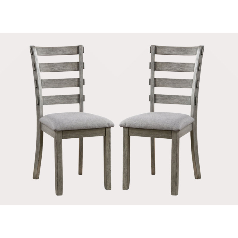 Ensemble de chaises de salle à manger de couleur grise avec siège rembourré 2 pièces et finition échelle brossée