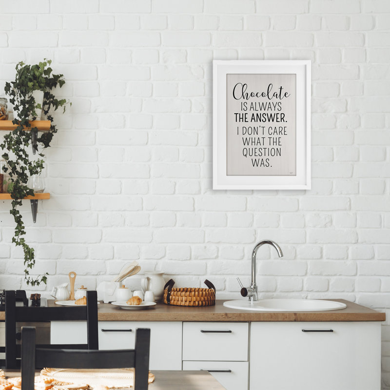 «Chocolate Is Always The Response», reproduction sous verre encadrée, design par Lux + Me Designs, H 20 po x l 14 po