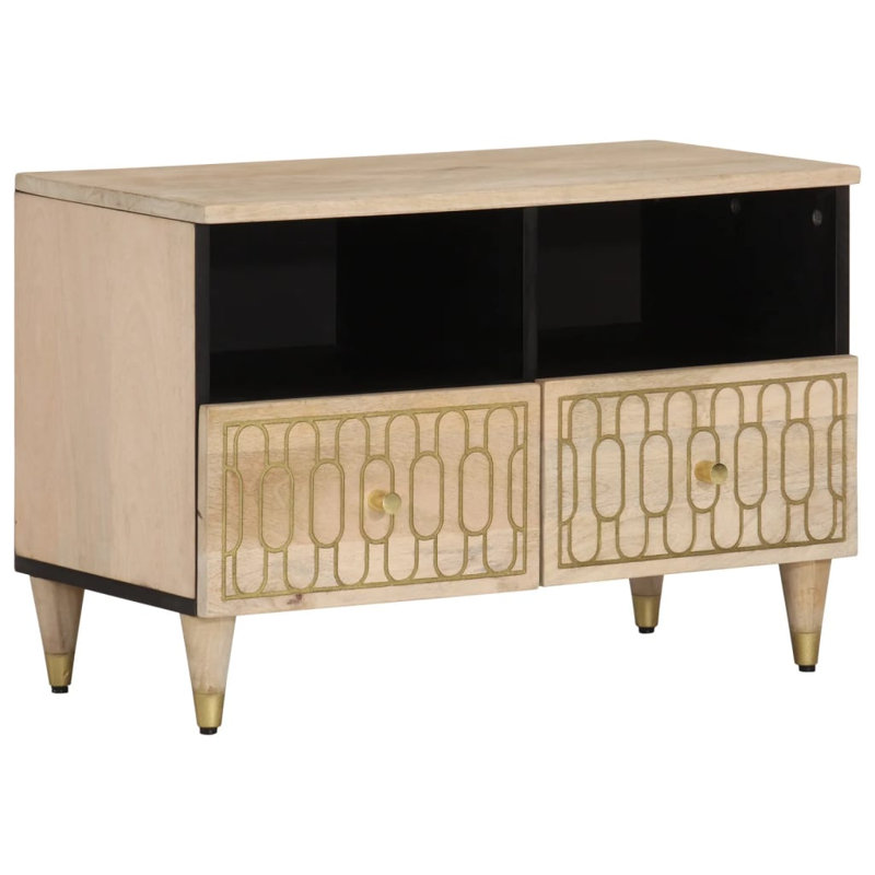 vidaXL TV Cabinet Bleached Natural Solid Mango Wood with Bleached Finish