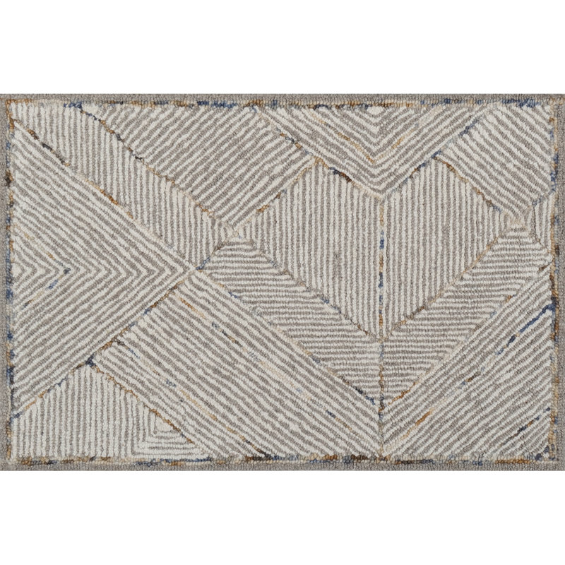 Pinnacle Hand-Tufted Wool Area Rug Geometric Stripe, 2' x 3'