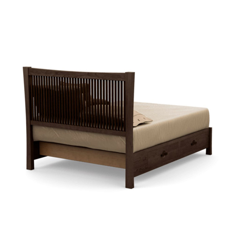 Lit plateforme en bois massif Berkeley, Cerise fumée, Double, Conventionnel