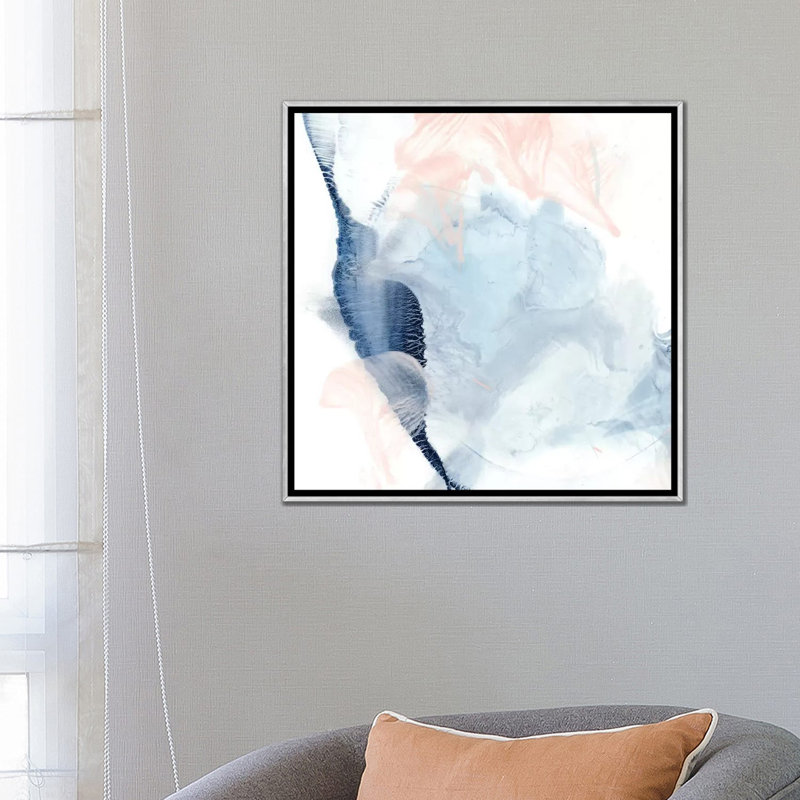 " Indigo & Blush II " by Ethan Harper, Silver Framed, 26" H x 26" W x 1.5" D, No Mat