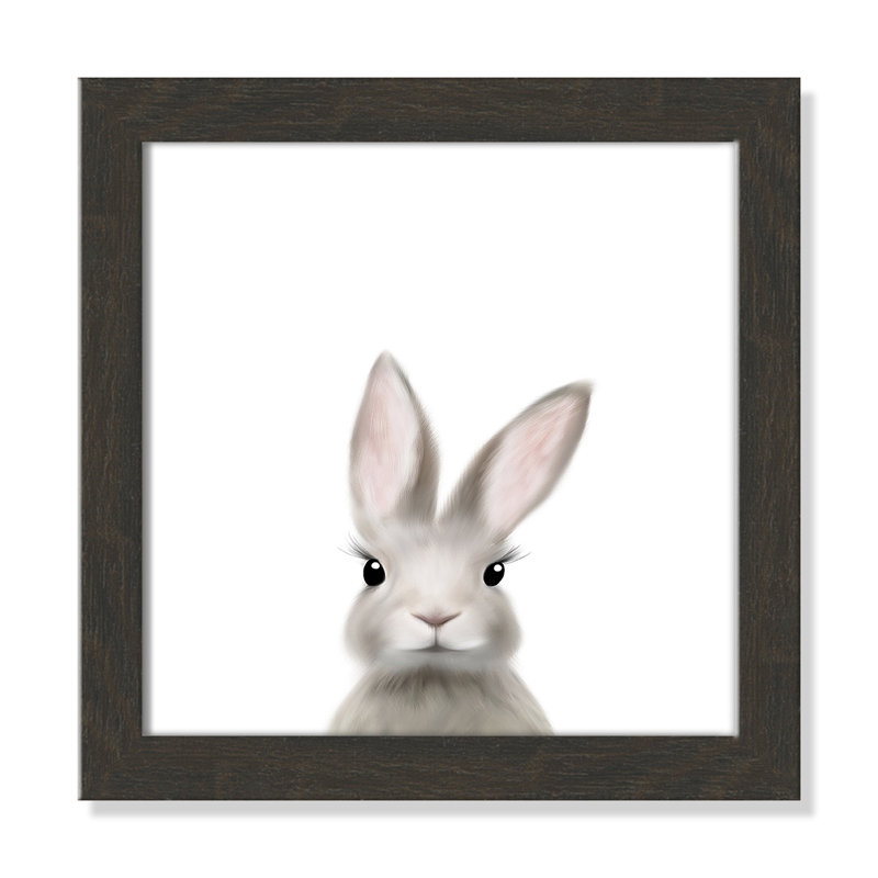 Art encadré en lapins forestières, H 14 po x l 14 po x P 0,63 po, Encadré de boîte noir