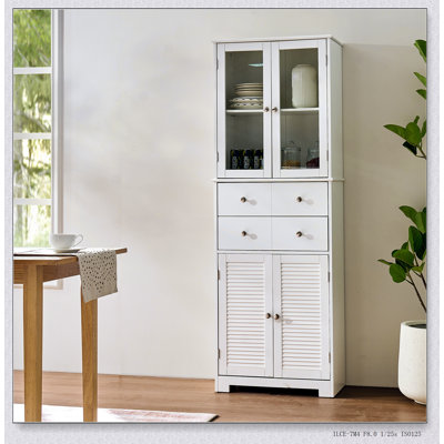  Tall Kitchen Pantry Cabinet With Adjustable Shelves And Drawer,  For Organized Storage In Kitchens And Bathrooms.