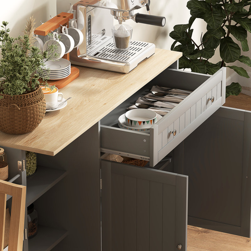 Buffet buffet avec tiroir, tablette réglable, gris, Gris