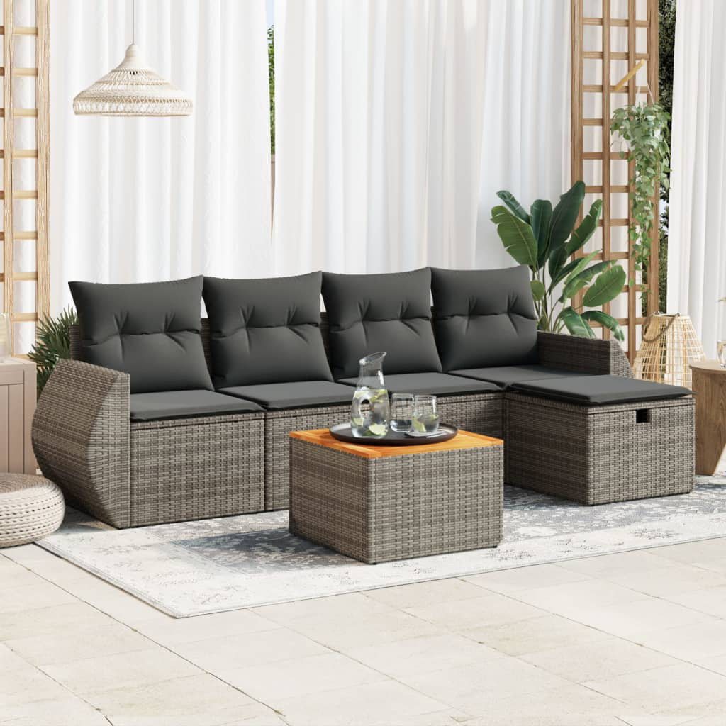 Vidaxl 6-Tlg. Garten-Sofagarnitur Mit Kissen Beige Poly Rattan